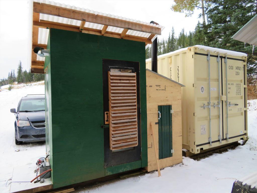 shower unit  with woodstove